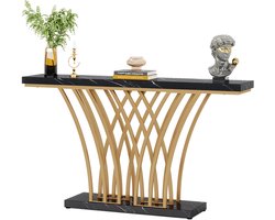 Consoletafel Luxery - 150cm - Sidetafel - Wandtafel - Haltafel - Zwart - Marmerlook - Voor Hal of woonkamer of Gang