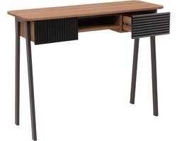 Consoletafel MCW-O40, telefoontafel gang-/bijzettafel, opberglade MDF melamine metaal 88x110x40cm ~ naturel