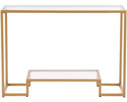 Consoletafel met 2 Niveaus In Modern Design, Rechthoekig (107 X 35,4 X 75,5 Cm) met Blad Van Gehard Glas, Robuuste Bijzettafel met Kantelbeveiliging voor Woonkamer, Hal, Entree En Foyer