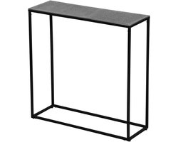 Consoletafel Metaal - Halmeubel Tafel - Opbergen Decoratie - Gestructureerd Tafelblad - 80 x 80 cm - Zwart Zilver