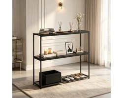 Consoletafel-Moderne Consoletafel Zwart-2 Etages-Opbergrek-Hal En Woonkamer-100 x 30 x 87 cm-Zwart