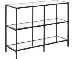 Consoletafel Noam - Bijzettafel - Staal en Glas - 100x30x73 cm - Zwart - Stijlvol design