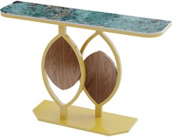 Consoletafel Royal - Groen/goud - Wandtafel - Emerald look - Haltafel - Sidetable - 120cm