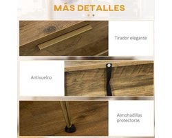 Consoletafel – Sidetable – Halmeubel – Opbergmeubel – Melamine Hout – Stalen Poten – Compact Formaat - 120 x 29 x 79 cm - Hout & Brons