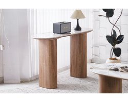 Consoletafel - Sidetable - Wandtafel 'Evora' in glanzend Steen Pandora goudbruin - H 76 x L 120x B 40 cm