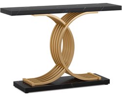 Consoletafel - Sidetafel - Wandtafel - Haltafel - met metalen poten - Goud/Zwart