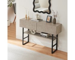 Consoletafel Varberg 120x30x75 cm betonkleurig licht en zwart [en.casa]