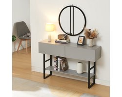 Consoletafel Varberg 120x30x75 cm lichtgrijs en zwart [en.casa]
