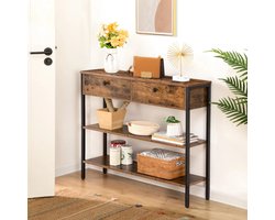 Consoletafel - Wandtafel - Haltafel Met Lades - Sidetable Lade - Hal meubel – 100x80x24 Cm - Bruin