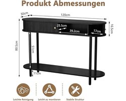 Consoletafel Zwart met Lade en Schuifdeuren – Smalle Houten Opbergtafel voor Woonkamer, Hal, Entree en Slaapkamer – Modern Design met Onderste Plank | HomeByNicole
