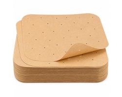 Consumerce® Airfryer Bakpapier - 200 Stuks - Bakpapier voor Airfryer XL/XXL - Vierkant 21,6 x 21,6 cm - Geperforeerde Bakpapiervellen - Bruin