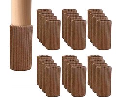 Consumerce® Elastische Stoelpoot Beschermers Set van 24 Bruin – Stoelsokken – Viltjes Stoelpoten – Stoelpoot Sokken – Stoeldoppen – Stoelbeschermer – Stoelsokjes – Stoelpoot Rubber – Stoelpoot Glijders – Meubelpoot – Poten voor Meubels