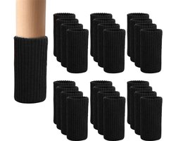Consumerce® Elastische Stoelpoot Beschermers Set van 24 Zwart – Stoelsokken – Viltjes Stoelpoten – Sokken – Stoeldoppen – Stoelbeschermer – Meubel Glijders – Meubelpoot – Poten voor Meubels