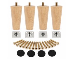 Consumerce® Houten Meubelpoten - M8 8cm - Set van 4 - Hout - Tafelpoten Kastpoten Bankpoten - Meubelverhoger - Tafelverhogers - Bedpoten Bedklossen - Boxspring Salontafel Poten - Stelpoot - Kast Pootjes - Bank Verhogers - Meubel