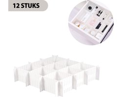 Consumerce® Ladeverdeler Wit – 12 Stuks – Lade Organizer Verdeler – Verstelbaar – Keuken Bakjes Opbergsysteem – La Opbergdoos – Kunststof Ladesysteem – Opbergbox – Kast Schuiflade