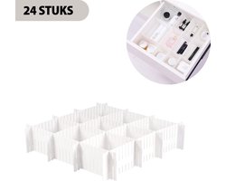 Consumerce® Ladeverdeler Wit – 24 Stuks – Lade Organizer Verdeler – Verstelbaar – Keuken Bakjes Opbergsysteem – La Opbergdoos – Kunststof Ladesysteem – Opbergbox – Kast Schuiflade