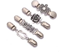 Consumerce® Set van 4 Zilverkleurige Vestclips – Vestclip Dames – Broche Vestsluitingen – Vest Clip – Vestspeld – Vestklem – Sjaal Vestsluiting Clips – Klem Speld Sluitingen - Sjaalklem