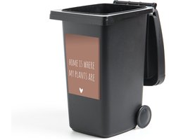 Container sticker Engelse quote Home is where my plants are met een hartje op een bruine achtergrond - 40x60 cm - Kliko sticker