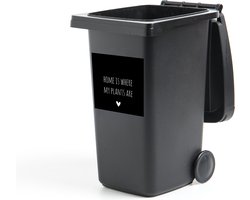 Container sticker Engelse quote Home is where my plants are met een hartje zwarte achtergrond - 40x40 cm - Kliko sticker