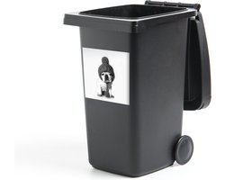 Container sticker Franse buldog in een wollen muts - zwart wit - 40x40 cm - Kliko sticker