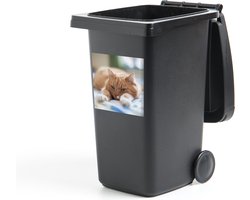 Container sticker Kat - Bed - Bedsprei - Meisjes - Kinderen - Jongens - Kind - 40x40 cm - Kliko sticker