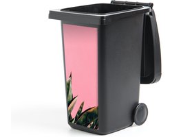 Container sticker Planten - Bladeren - Vrouwentong - Roze - Tropisch - 38x80 cm - Kliko sticker