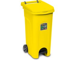 Container 'Urban' - 80 liter - Kliko - Pedaalemmer - Rolcontainer - Met wielen - Geel