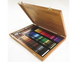 Conté à Paris Carré Kleurkrijtjes in bamboe kist 84 stuks