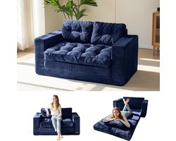 Converteerbare Slaapbank 2-in-1 Loveseat met Kussens – Comfortabele Corduroy Bank voor Woonkamer en Logeerkamer