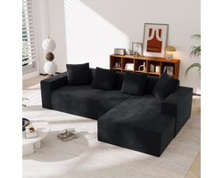 Convertibele L-vormige Bank, 3-Zitsbank, Hoekbank, Volledig Gecomprimeerde, Frameloze Bank, Cloud combinatiebank met L-vormige Chaise Longue, Moderne Modulaire Bank met Diepe Zitvlakken, Gestoffeerde bank Voor Woonkamer en Slaapkamer