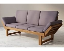 Convertible 2-Zits Bank met Uitklapbare Tafel – Houten Loungeset voor Buiten – Modern Design, Weerbestendig Acaciahout, Comfortabele Gestoffeerde Zitting- A-Furniture