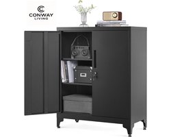 Conway Living® - Archiefkast met slot - Kantoorkast - Opbergkasten met deuren - Multifunctionele - Garagekast - Dossierkast - Stalen kast - 90x80x40 cm