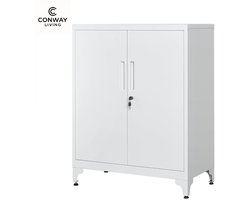 Conway Living® - Archiefkast met slot - Kantoorkast - Opbergkasten met deuren - Multifunctionele - Garagekast - Dossierkast - Stalen kast - 90x80x40 cm - Grijs