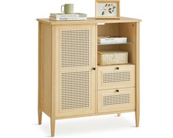 Conway Living® - Dressior - Dressiorkast - Bijzettafel - Hout - Rotanlook - Opberg -Vintage kast - 80 x 40 x 90 cm