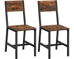 Conway Living® - Eetkamerstoelen Set van 2 - Keukenstoelen - Industrieel Design - Metaal & Hout - Vintage Bruin / Zwart
