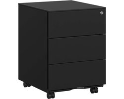 Conway Living® - Ladeblok Zwart - Ladeblok Bureau Met Slot 3 Lades 55 x 39 x 45 cm