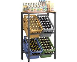 Conway Living® Rek voor 4 drankkratten - Krattenrek 105x40x117 cm - Geschikt voor Flessen - Multifunctioneel Opbergrek - draagvermogen 150 kg - Staal