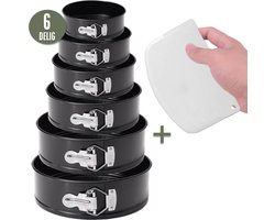 COOCK 6-delige Bakvorm Set - Springvorm - Taartvorm met Antiaanbaklaag - 12 tot 28 Cm Diameter -Cakevorm Incl. Deegschaper & E-Book