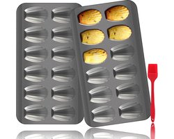 COOCK - Madeleine Bakvorm met 12 Schelpvormpjes - Antiaanbaklaag | Incl. Kwast & E-book