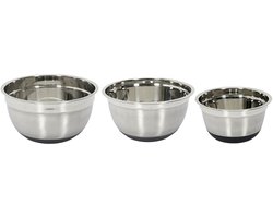 Cook Concept Beslagkommen/mengkommen set - 3 formaten - rvs metaal - zilver