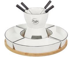 Cook Concept Chocolade of kaas fondue - met 4 vorken - wit - keramiek - voor 4 personen