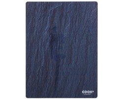 Cook Concept snijplank/serveerplank van glas - rechthoek - blauw met zwart marmer print - 40 x 30 cm