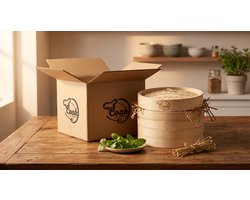 Cook It Yourself Bamboe Stoommandje 20 cm - 2-Laags - Inclusief 2 Katoenen Stoommatjes - Voor Dim Sum, Dumplings, Bao Buns, Groenten & Rijst - Gratis Recepten E-book
