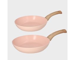 Cook & Pan - Blush Koekenpannenset 2-delig - Inductie Pannen- Keramische Anti-aanbaklaag PFAS-vrij - 7 jaar garantie - Roze