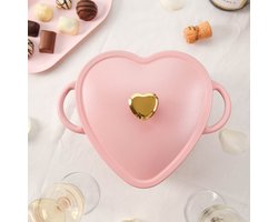 Cook & Pan Gietijzeren Braadpan Love 2,5L Ø 20 cm - PFAS vrij - Alle Warmtebronnen - Hartvormige Pan met 25 jaar Garantie - Roze Braad Pan Gietijzer - Alle Warmtebronnen - Gas, Inductie, Elektrisch, Oven - Broodpan, Stoofpan, Slow Cooking