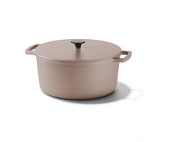 Cook & Pan Gietijzeren Braadpan Taupe 2,5L Ø 20 cm - PFAS vrij - Alle Warmtebronnen - Pan met 25 jaar Garantie - Braad Pan Gietijzer - Alle Warmtebronnen - Gas, Inductie, Elektrisch, Oven - Broodpan, Stoofpan, Slow Cooking
