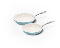 Cook & Pan - Go Blue Koekenpannenset 2-delig - PFAS vrij - Inductie Keramisch - Non stick - 7 jaar garantie - Blauw