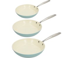 Cook & Pan - Go Blue Koekenpannenset 3-delig - PFAS vrij - Inductie Keramisch - Non stick - 7 jaar garantie - Blauw