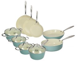Cook & Pan - Go Blue Pannenset 9-delig - PFAS vrij - Inductie Keramisch - Non stick - 7 jaar garantie - Blauw