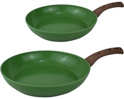 Cook & Pan - Go Green Koekenpannenset 2-Delig - Inductie Pannen- Keramische Anti-aanbaklaag PFAS-vrij - 7 jaar garantie - Groen
